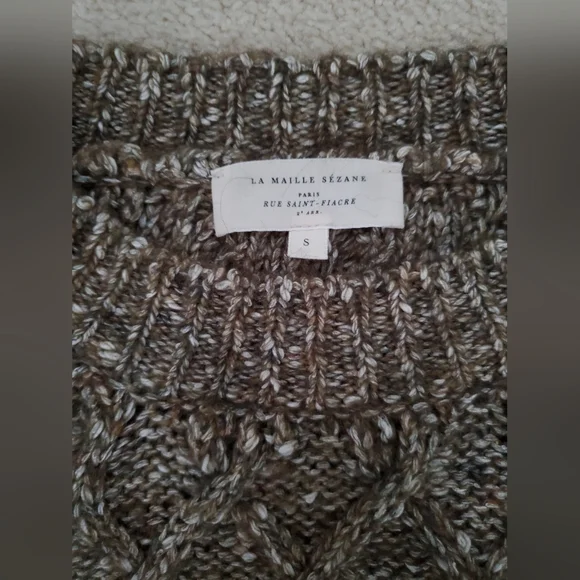 Sezane Olive Cable Knit Sweater - Picture 8 of 10